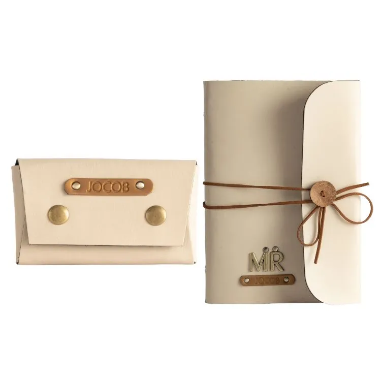 Personalized A5 Vegan Leather Diary and Visiting Card Holder